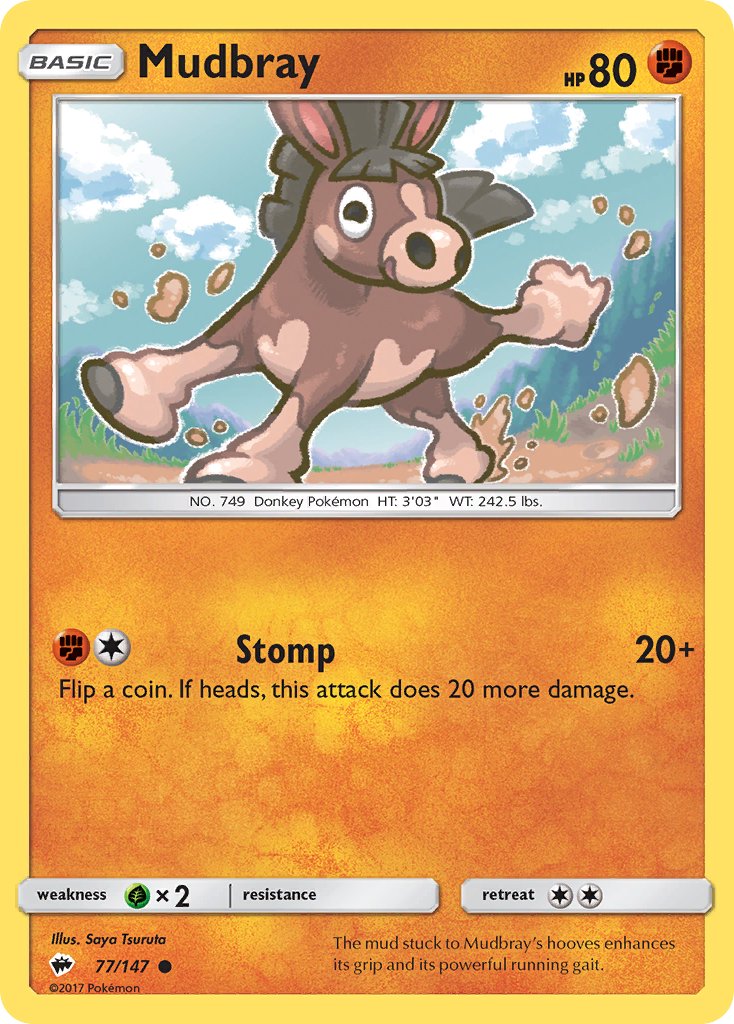 Burning Shadows Mudbray [Reverse Holo] Pokémon card